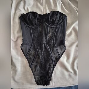 Victoria's Secret Black Lace Bustier Teddy
